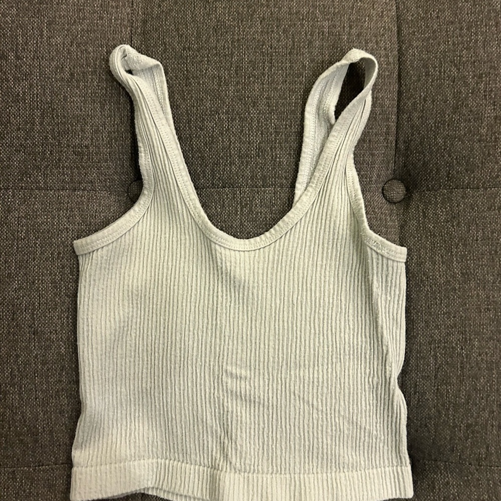 Women's Ribbed Tank Top - Light Gray - Picture 3 of 3